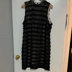 J. Crew Black Sleeveless Lace Mini Dress